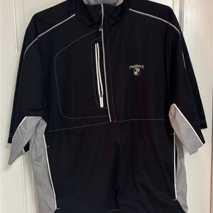 Antigua Prestwick Golf Windbreaker Pullover Men’s Size L Half-Zip Black Gray